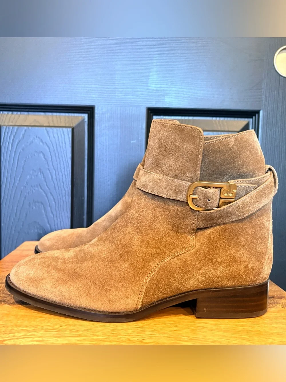 Tory Burch Brooke Ankle Suede Bootie Boots River Rock Brown 8